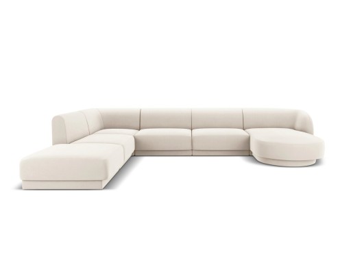 Coltar panoramic stanga 6 locuri, Miley, Micadoni Home, BL, 327x245x74 cm, catifea, bej deschis