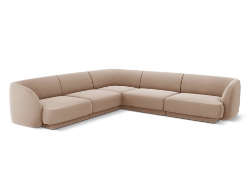 Coltar simetric 5 locuri, Miley, Micadoni Home, BL, 252x252x74 cm, catifea, cappuccino