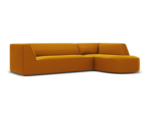 Coltar dreapta 4 locuri, Ruby, Micadoni Home, BL, forma rotunjita, 273x180x69 cm, catifea, galben