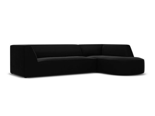 Coltar dreapta 4 locuri, Ruby, Micadoni Home, BL, forma rotunjita, 273x180x69 cm, catifea, negru