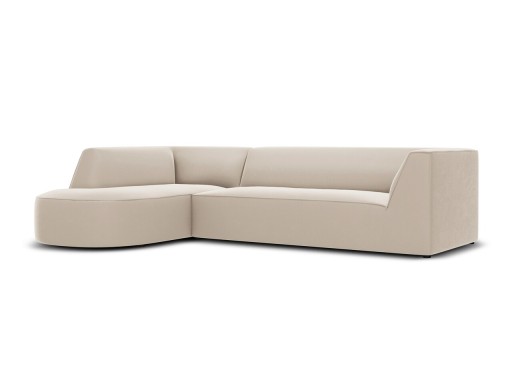 Coltar stanga 4 locuri, Ruby, Micadoni Home, BL, forma rotunjita, 273x180x69 cm, catifea, bej