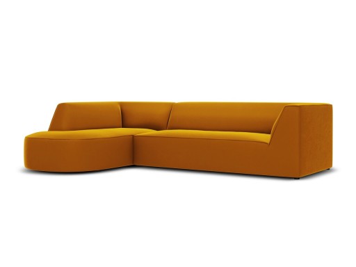 Coltar stanga 4 locuri, Ruby, Micadoni Home, BL, forma rotunjita, 273x180x69 cm, catifea, galben