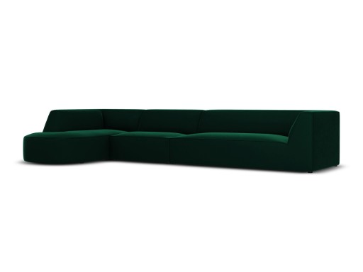 Coltar stanga 6 locuri, Ruby, Micadoni Home, BL, forma rotunjita, 366x180x69 cm, catifea, verde bottle