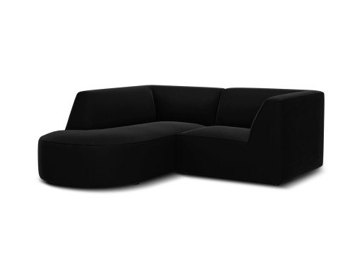 Coltar stanga 3 locuri, Ruby, Micadoni Home, BL, forma rotunjita, 186x180x69 cm, catifea, negru