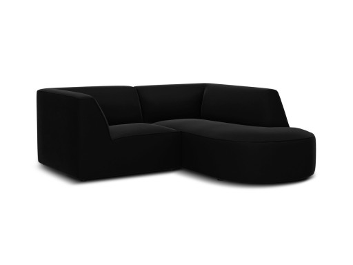 Coltar dreapta 3 locuri, Ruby, Micadoni Home, BL, forma rotunjita, 186x180x69 cm, catifea, negru