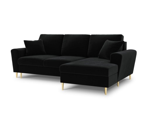 Coltar extensibil dreapta 4 locuri, Moghan, Micadoni Home, GL, 241x145x88 cm, catifea, negru