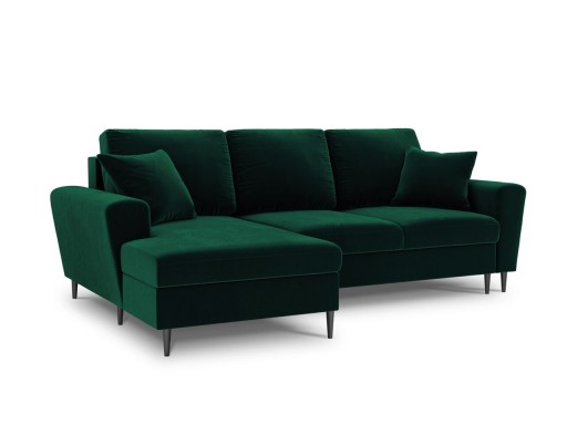 Coltar extensibil stanga 4 locuri, Moghan, Micadoni Home, BL, 241x145x88 cm, catifea, verde bottle