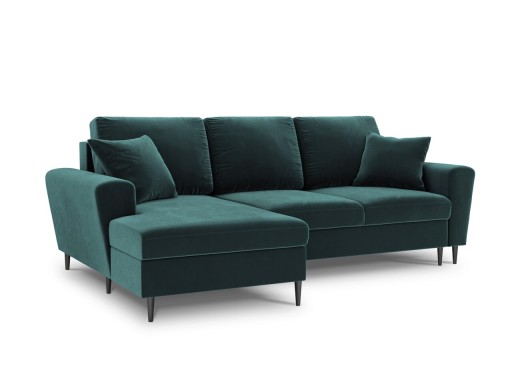 Coltar extensibil stanga 4 locuri, Moghan, Micadoni Home, BL, 241x145x88 cm, catifea, albastru petrol