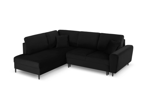 Coltar extensibil stanga 5 locuri, Moghan, Micadoni Home, BL, 243x194x88 cm, catifea, negru