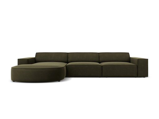 Coltar stanga 4 locuri, Jodie, Micadoni Home, BL, forma rotunjita, 284x166x70 cm, catifea, verde