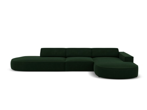 Coltar dreapta 4 locuri, Jodie, Micadoni Home, BL, forma rotunjita, 342x166x70 cm, catifea, verde bottle