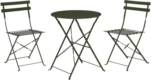 Set mobilier de gradina Bistro, 3 piese, metal, verde