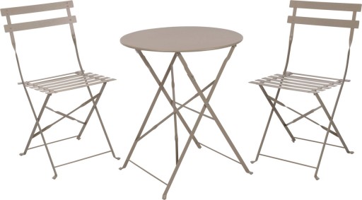 Set mobilier de gradina Bistro, 3 piese, metal, grej mat