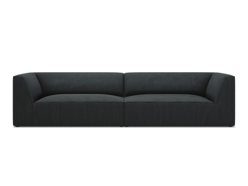 Canapea 4 locuri, Ruby, Micadoni Home, BL, 302x93x69 cm, velur, negru