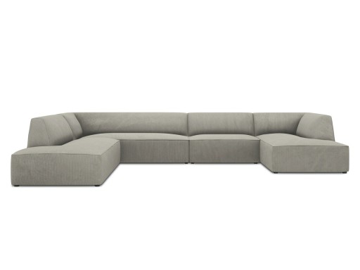 Coltar panoramic stanga 7 locuri, Ruby, Micadoni Home, BL, 366x273x69 cm, velur, gri deschis