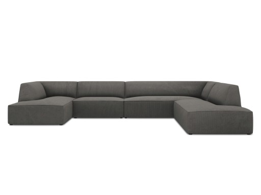 Coltar panoramic dreapta 7 locuri, Ruby, Micadoni Home, BL, 366x273x69 cm, velur, gri inchis