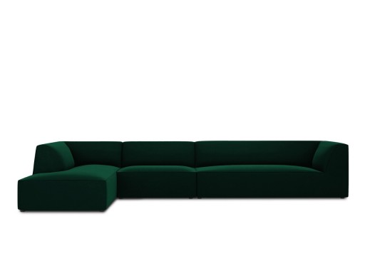 Coltar stanga 5 locuri, Ruby, Micadoni Home, BL, 366x180x69 cm, catifea, verde bottle