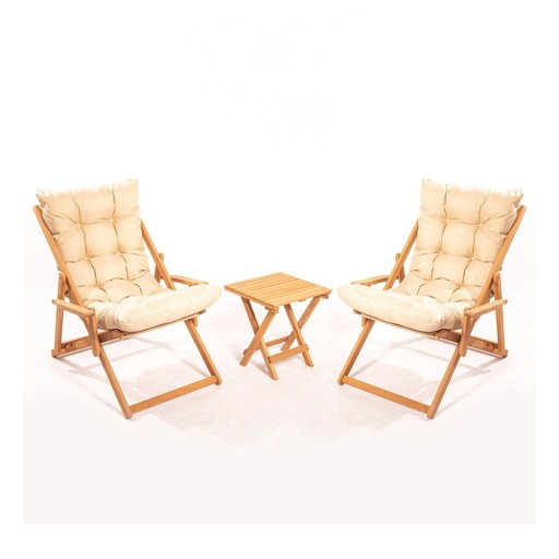 Set mobilier de grădină crem/natural din lemn de fag pentru 2 persoane – Floriane Garden