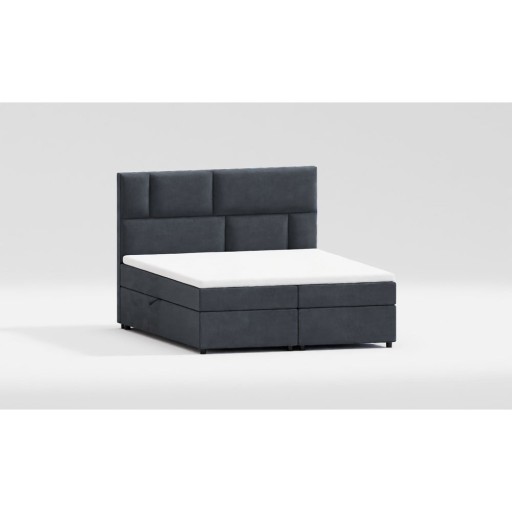 Pat boxspring gri închis cu spațiu de depozitare 200x200 cm Lola – Ropez