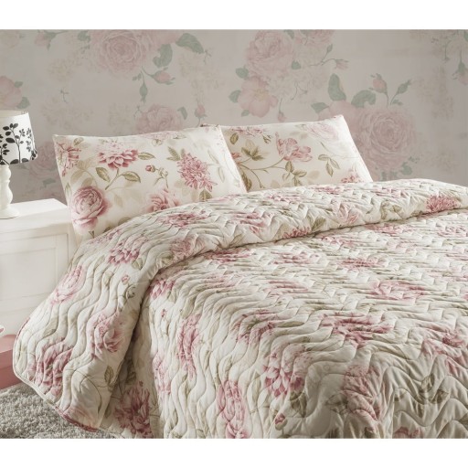 Set cuvertură matlasată și 2 fețe de pernă Eponj Home Care Pink, 240 x 220 cm