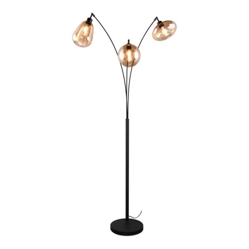 Lampadar negru/portocaliu cu abajur din sticlă (înălțime 200 cm) Lumina – Trio