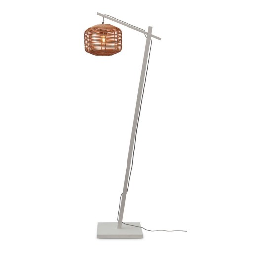 Lampadar alb/în culoare naturală cu abajur din ratan (înălțime 150 cm) Tanami – Good&Mojo