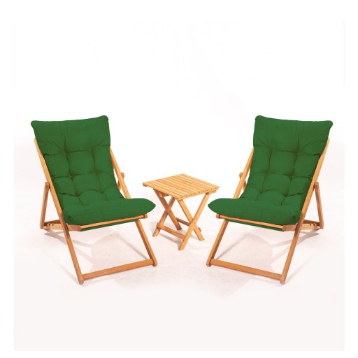 Set mobilier de grădină verde/natural din lemn de fag pentru 2 persoane – Floriane Garden