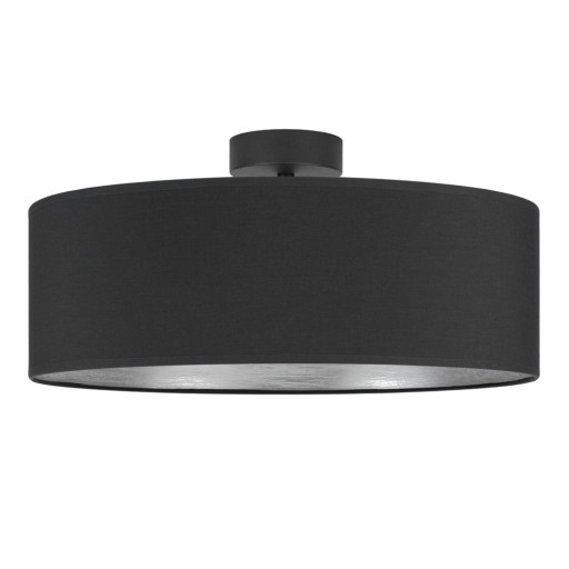 Plafonieră cu detaliu argintiu Sotto Luce Tres XL, ⌀ 45 cm, negru