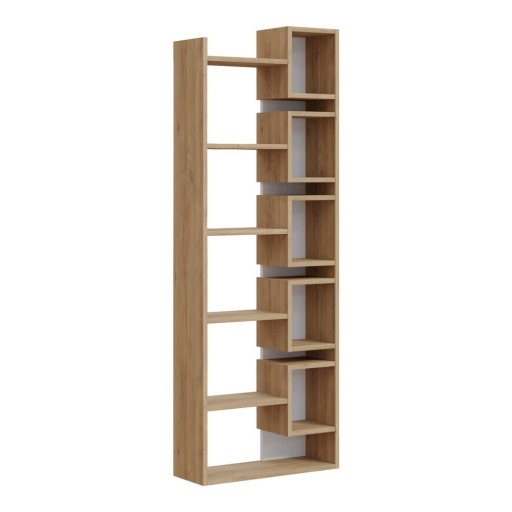 Bibliotecă albă/în culoare naturală cu aspect de lemn de stejar 60x168,5 cm Eladi – Marckeric