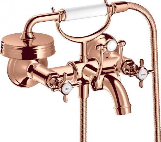 Baterie cada red gold lucios cu para si furtun dus, dubla comanda, Hansgrohe Axor Montreux