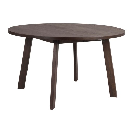 Masă de dining maro închis rotundă extensibilă cu aspect de lemn de stejar ø 130 cm Glenside – Rowico