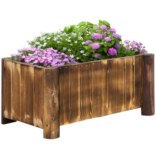 Outsunny Ghiveci Rectangular pentru Plante din lemn de Brad, 70x35x30cm | Aosom Romania