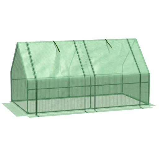 Outsunny Mini Seră Portabilă cu Uși Mari cu Fermoar și Acoperiș din PE pentru Protecție Împotriva Apei/UV, 180x90x90 cm, Verde | Aosom Romania