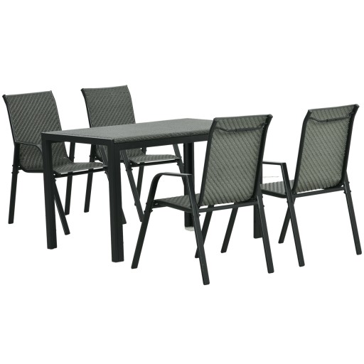 Set de mobilier de grădină din ratan Outsunny cu 4 locuri cu masă | Aosom Romania