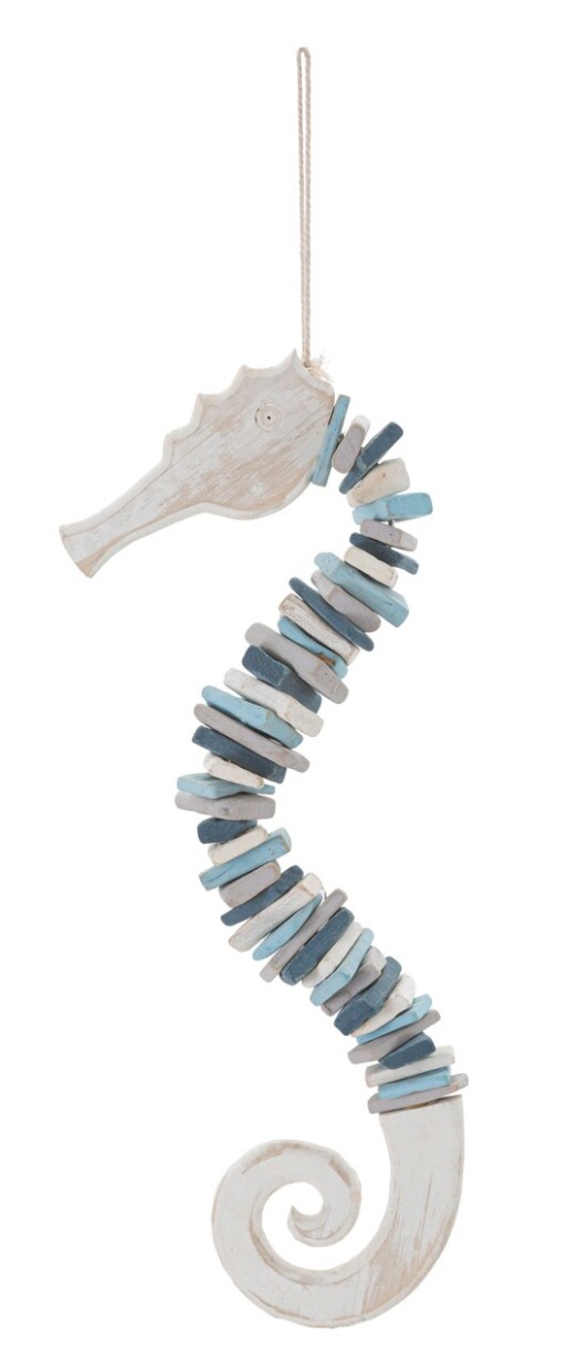 Decoratiune suspendabila Sea Horse, Mauro Ferretti, 22x6x55 cm, lemn de tanoak, multicolor