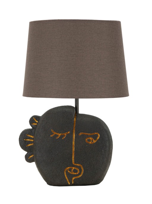 Lampa de masa Tribal -B, Mauro Ferretti, 1x E27, 40W, 27.5x39.5 cm, polirasina/fier/textil, maro/auriu