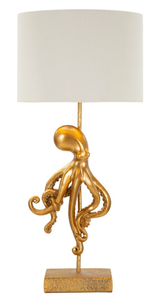 Lampa de masa Octopus, Mauro Ferretti, 1x E27, 40W, 30.5x64.5 cm, polirasina/fier/textil, auriu