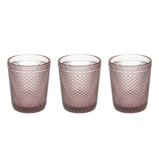 Set 3 pahare Diamante, Tognana Porcellane, 300 ml, sticla, roz