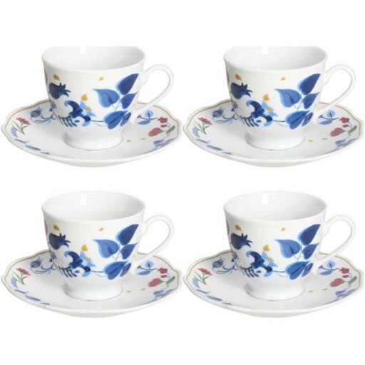 Set 4 cesti de cafea cu farfurie Poema Alchimia, Andrea Fontebasso, 200 ml, portelan, multicolor