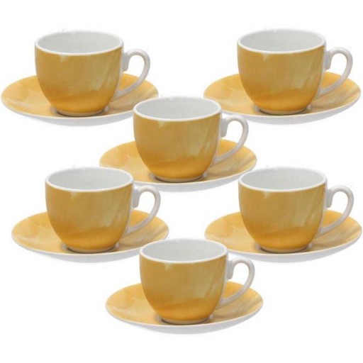 Set 6 cesti de cafea cu farfurie Sfera, Andrea Fontebasso, 120 ml, portelan, galben