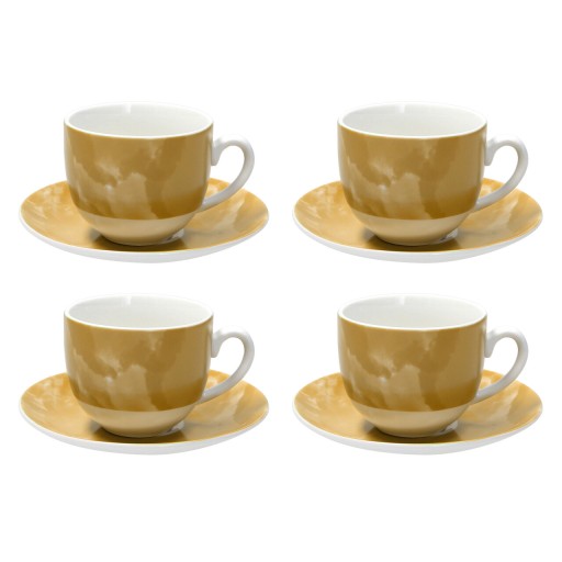 Set 4 cesti de cafea cu farfurie Sfera, Andrea Fontebasso, 250 ml, portelan, galben