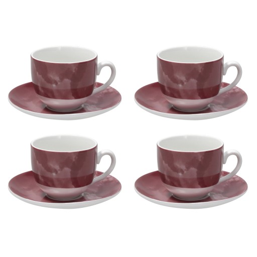 Set 4 cesti de cafea cu farfurie Sfera, Andrea Fontebasso, 250 ml, portelan, mov