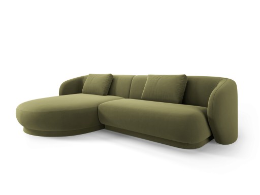 Coltar stanga 4 locuri, Camden, Cosmopolitan Design, 289x177x72 cm, catifea, verde deschis