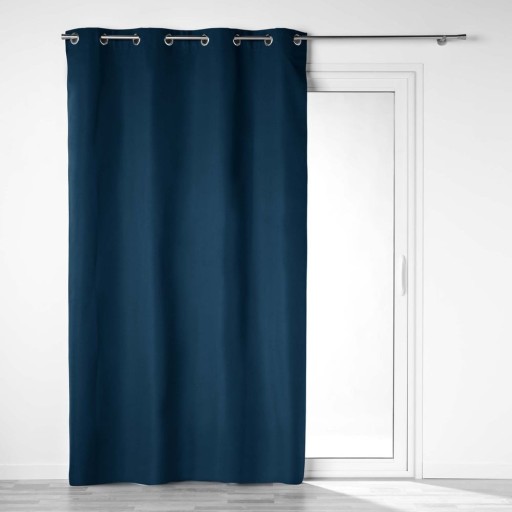 Draperie albastru-închis blackout din microfibră 140x260 cm Obscure – douceur d'intérieur