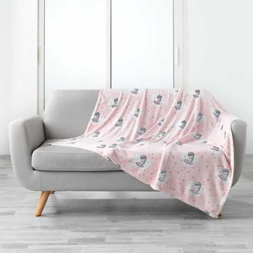 Pătură pentru copii roz din microflanel 125x150 cm Petite Etoile – douceur d'intérieur