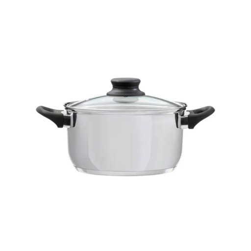 Oala cu capac Lima, Domotti, Ø20 cm, 3.6 L, inox/sticla, argintiu