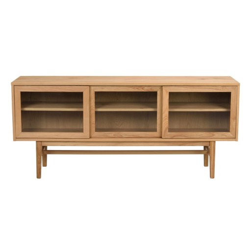 Vitrină natural cu aspect de lemn de stejar cu ușă glisantă 170x75 cm Hazelton – Rowico