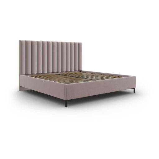 Pat matrimonial roz deschis tapițat cu spațiu de depozitare și somieră 200x200 cm Casey – Mazzini Beds