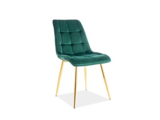 Scaun Chic Velvet, Signal, 51x44x89 cm, catifea/otel, verde/auriu