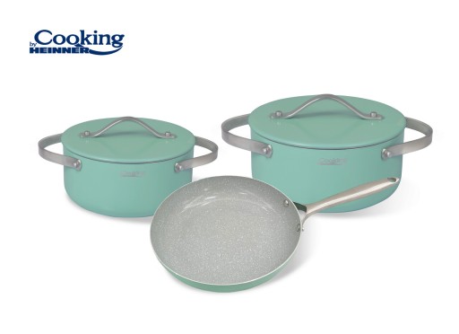 Set de gatit 5 piese Creta, Cooking by Heinner, 56x34x14.5 cm, aluminiu, verde